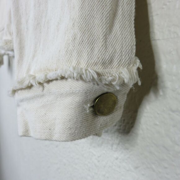 Mod Ref Frayed Hem Cream Jean Jacket - Women's Small - Picture 3 of 11